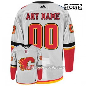 Barn Ishockey Calgary Flames Tröja med eget tryck  Adidas Vit Authentic